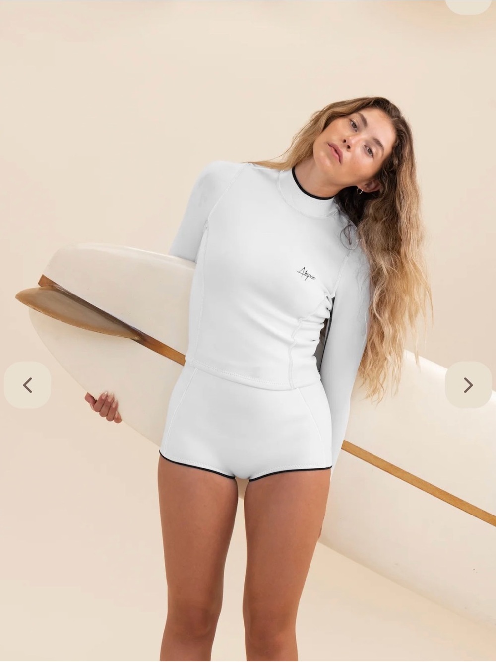Abysse Parry Short Bikini Bottoms white 1.5mm Neoprene Surf High Rise Med NEW
